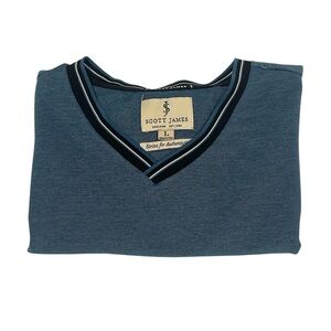 Scott James | Men’s Stretch V Neck Shirt W/Button Pocket & Contrasting Trim